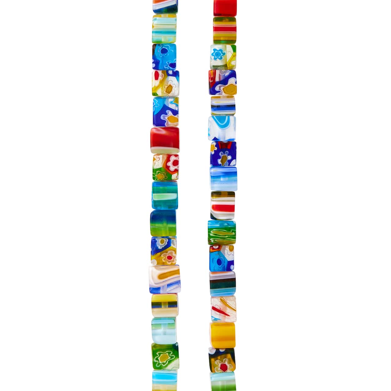 12 Pack: Multicolored Millefiori Glass Cube Beads, 6mm by Bead Landing™